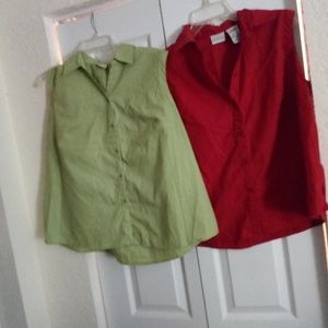 Two tailored tank tops green and red